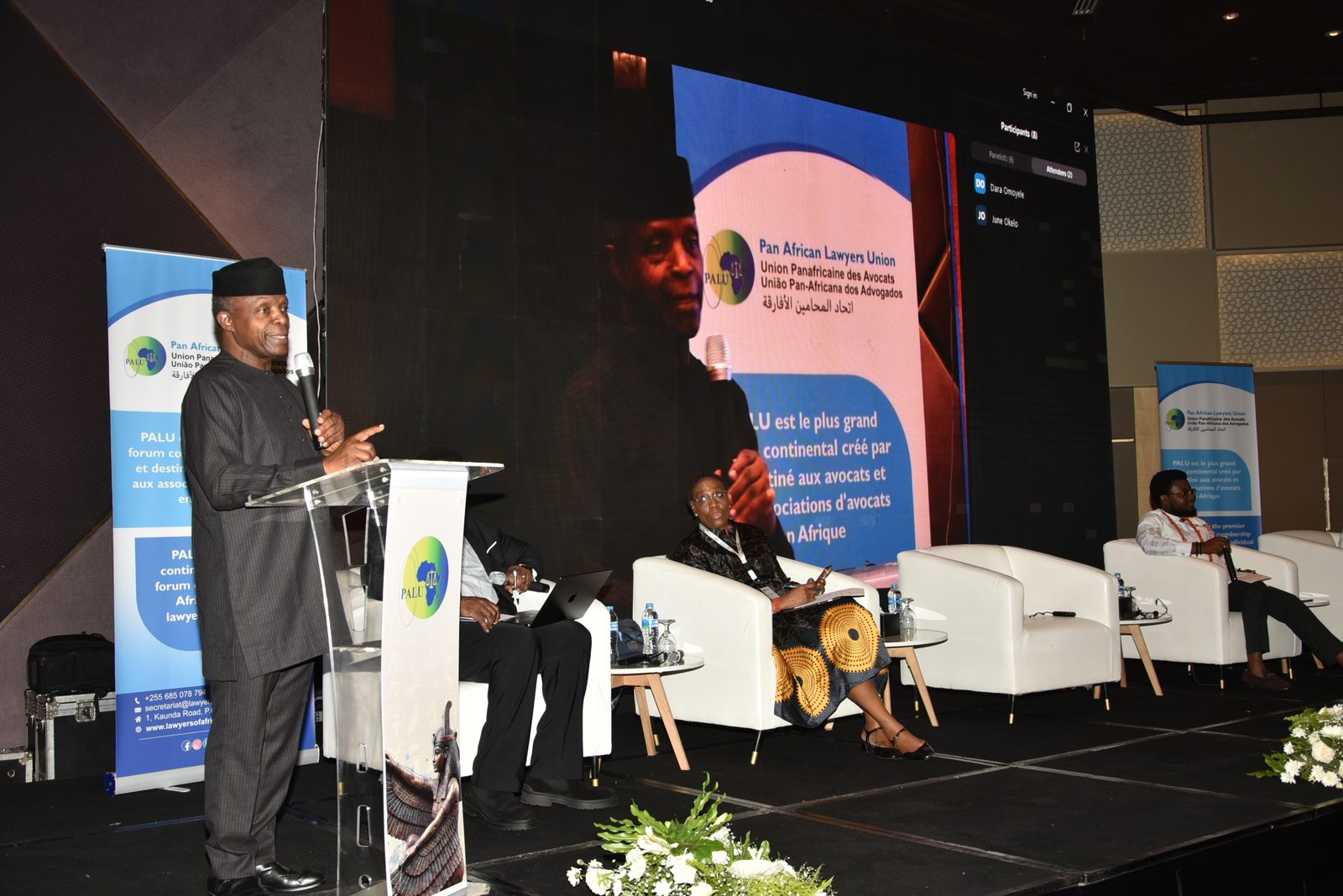 Prof. Yemi Osinbajo, SAN, addressing delegates at the 16th Pan African Lawyers Union Annual Conference in Cairo